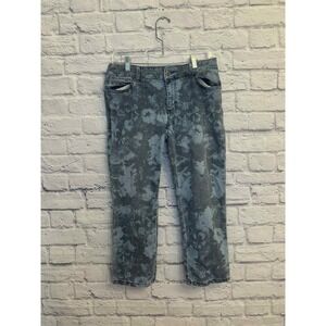 Chico's Platinum Denim Floral Print Blue Jean Capri Pants Size 0